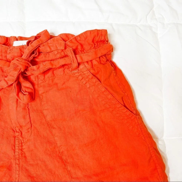 Joie Daynna Orange Paper Bag Shorts in Papaya - Picture 5 of 9